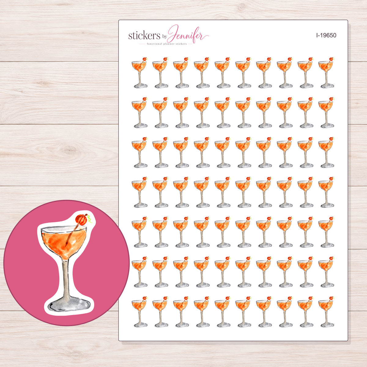 I-19650 planner sticker sheet with enlarged sticker detail