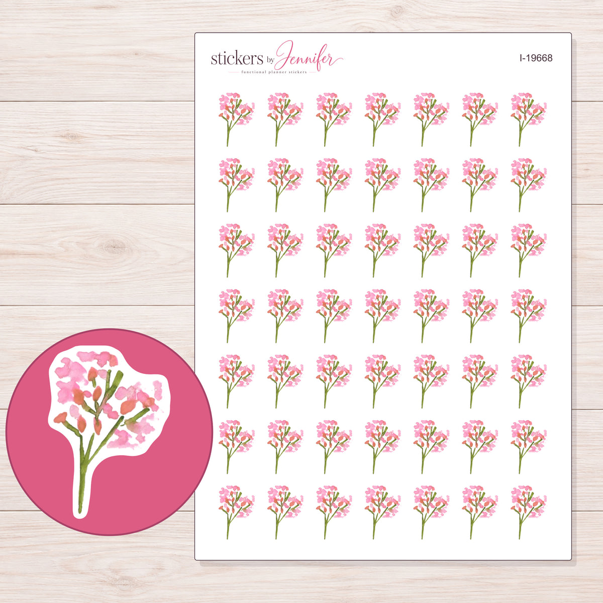 I-19668 planner sticker sheet with enlarged sticker detail