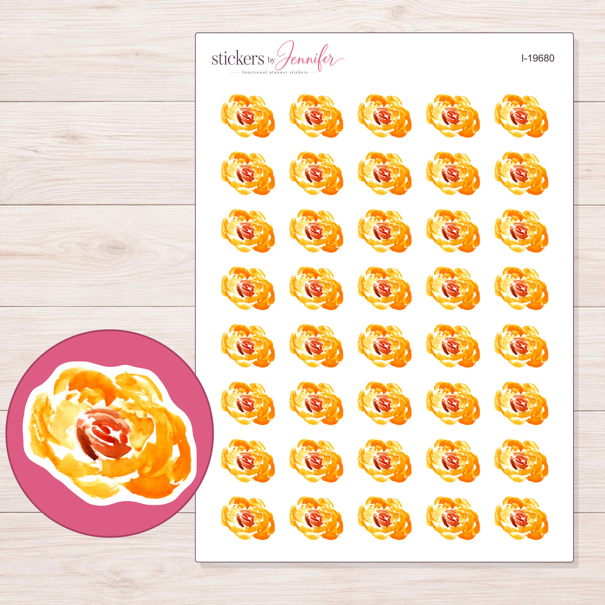 I-19680 planner sticker sheet with enlarged sticker detail