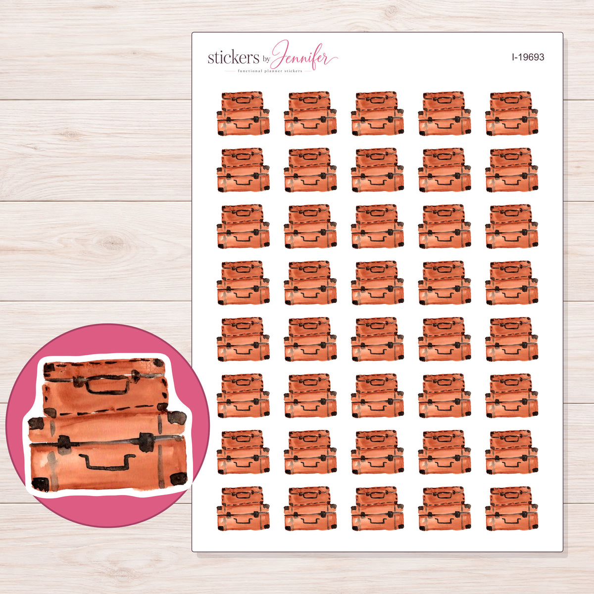I-19693 planner sticker sheet with enlarged sticker detail