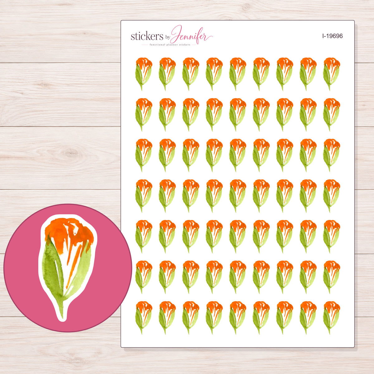 I-19696 planner sticker sheet with enlarged sticker detail