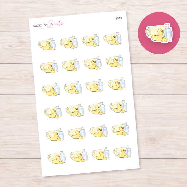 Blue Baby Bath Supplies Planner Stickers | I-197