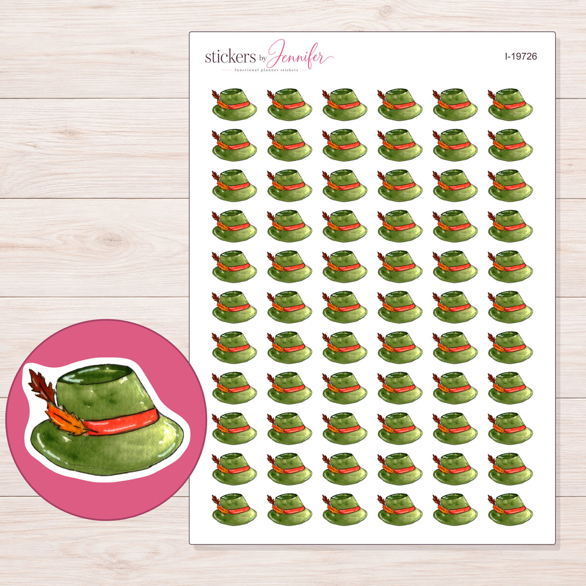 I-19726 planner sticker sheet with enlarged sticker detail