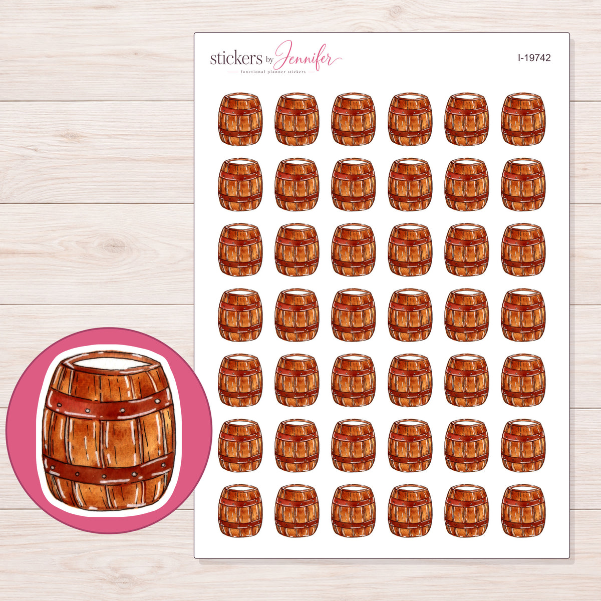 I-19742 planner sticker sheet with enlarged sticker detail