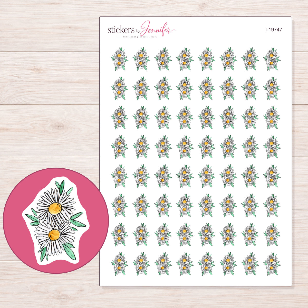 I-19747 planner sticker sheet with enlarged sticker detail