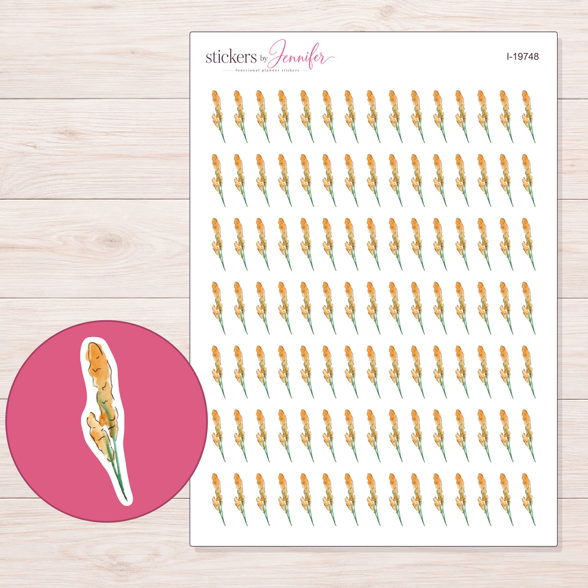 I-19748 planner sticker sheet with enlarged sticker detail