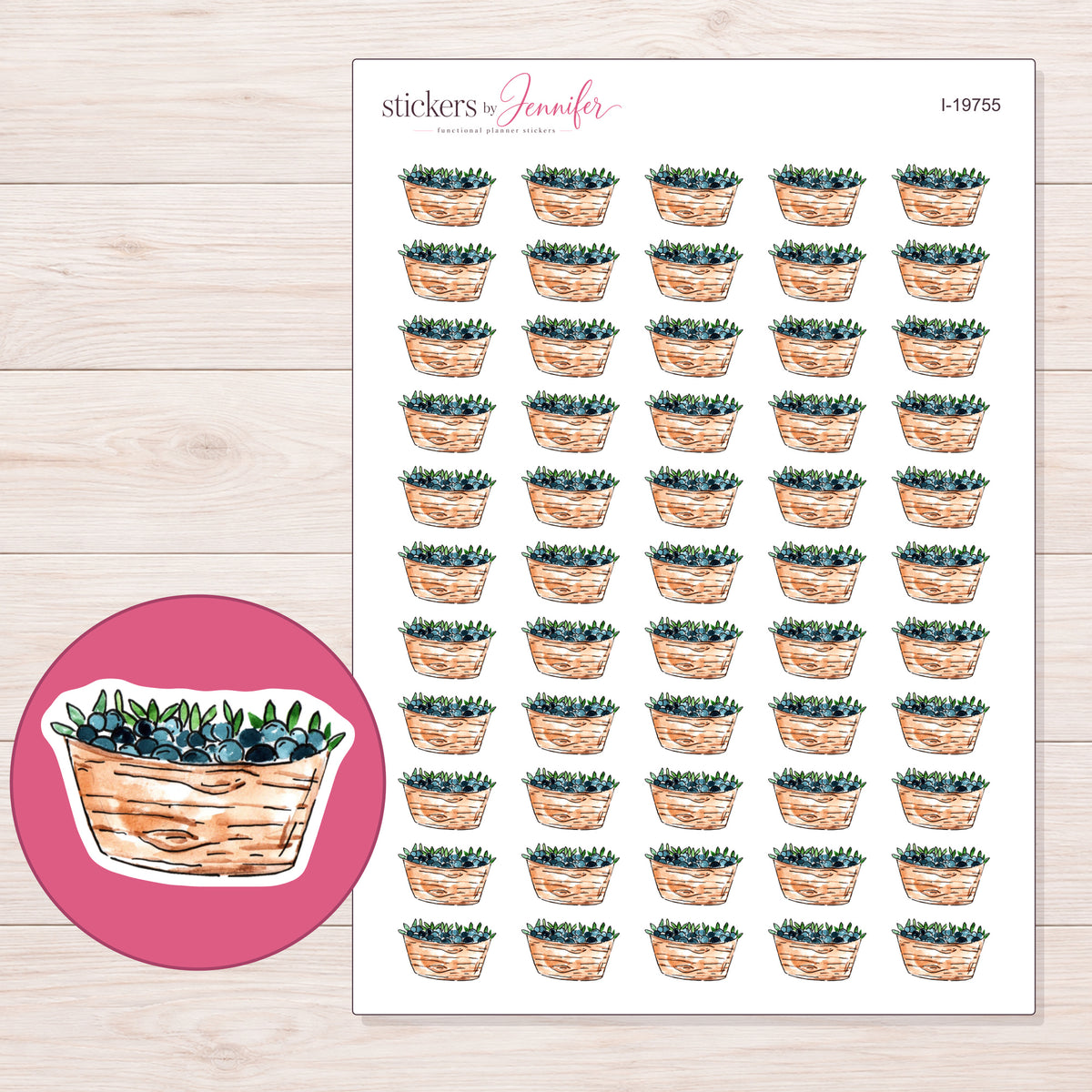 I-19755 planner sticker sheet with enlarged sticker detail