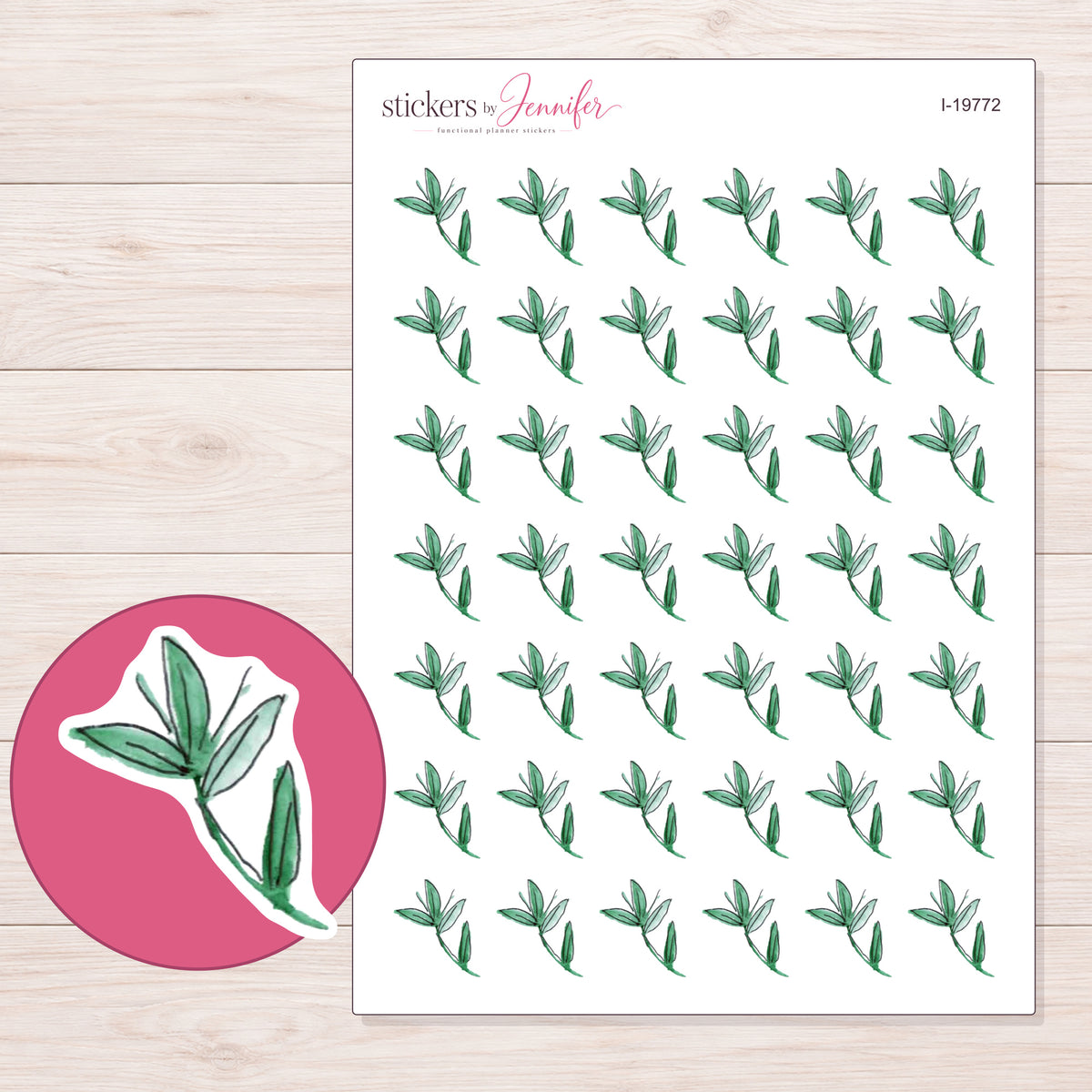 I-19772 planner sticker sheet with enlarged sticker detail
