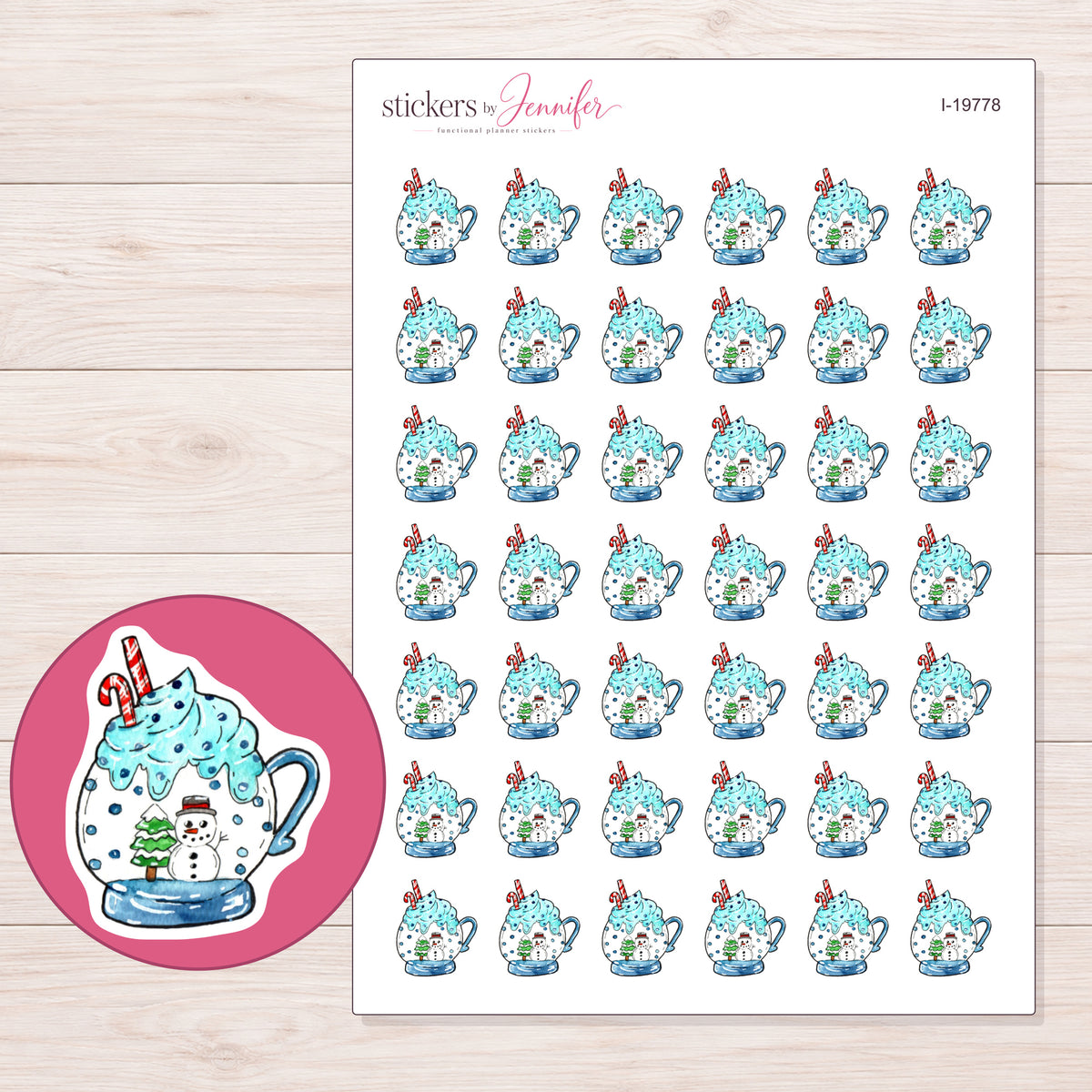 I-19778 planner sticker sheet with enlarged sticker detail