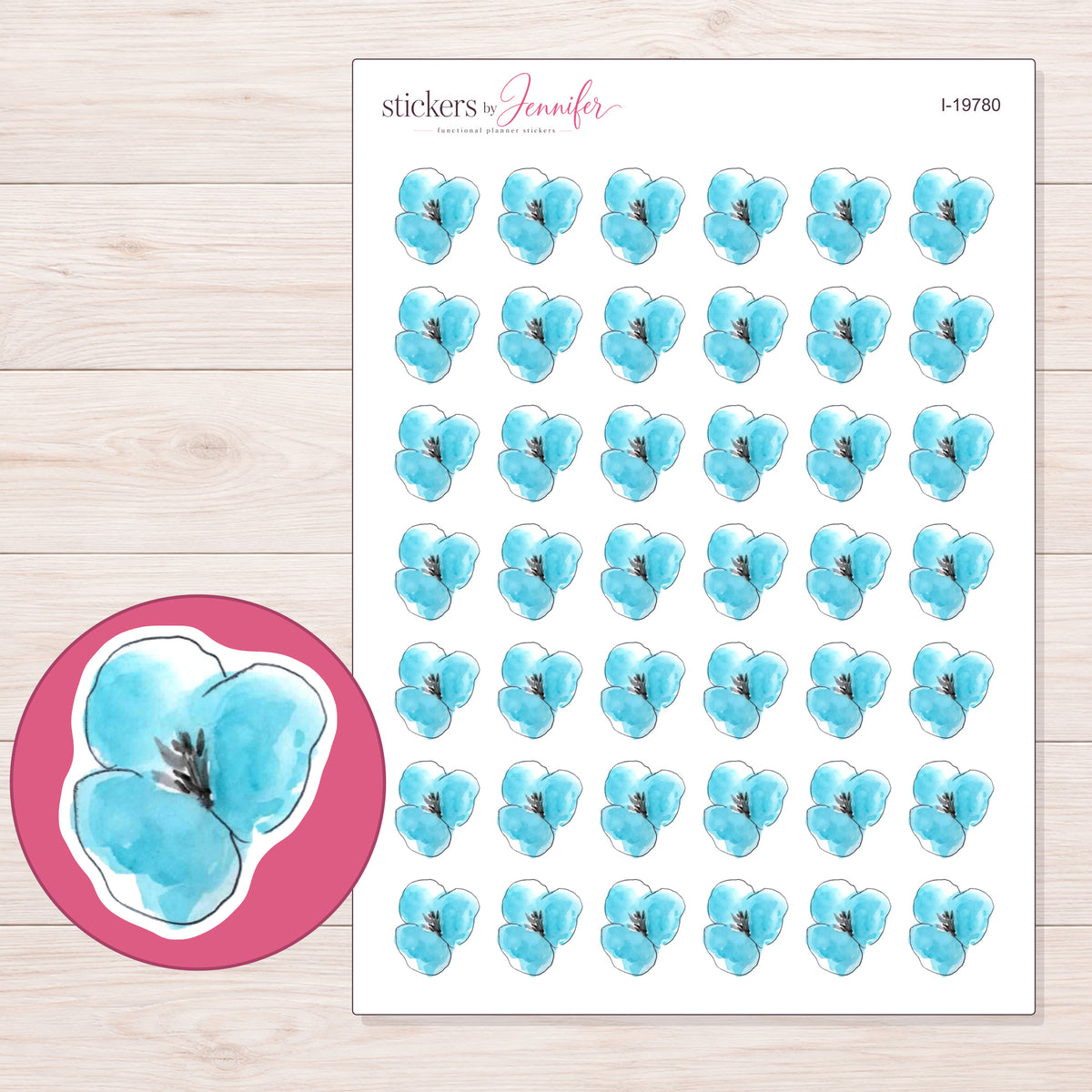 I-19780 planner sticker sheet with enlarged sticker detail