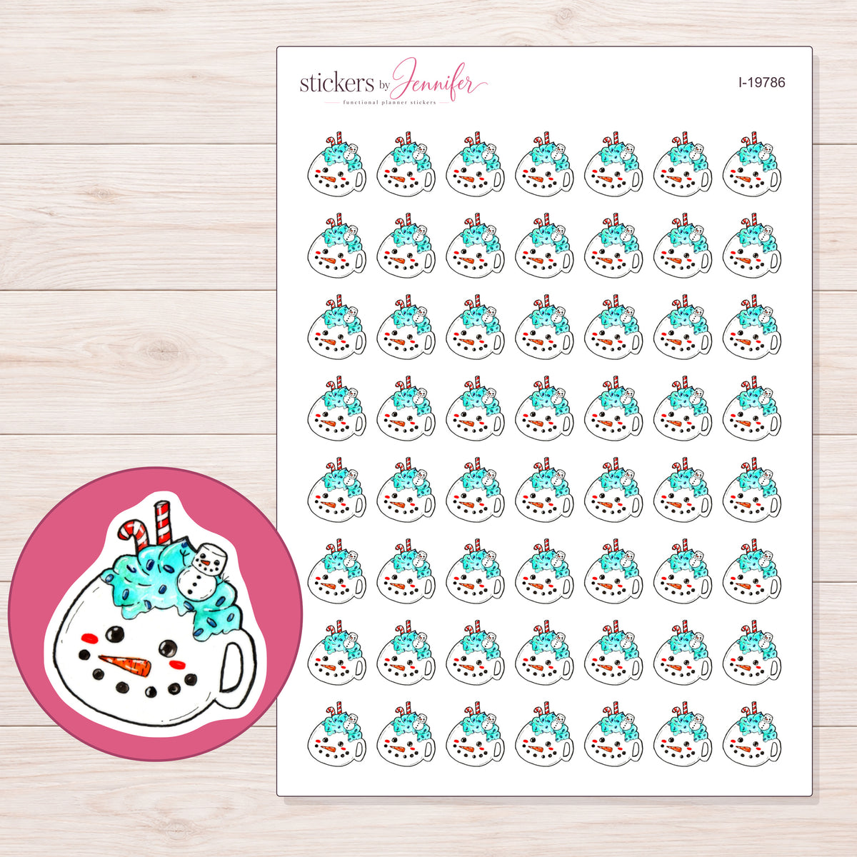 I-19786 planner sticker sheet with enlarged sticker detail