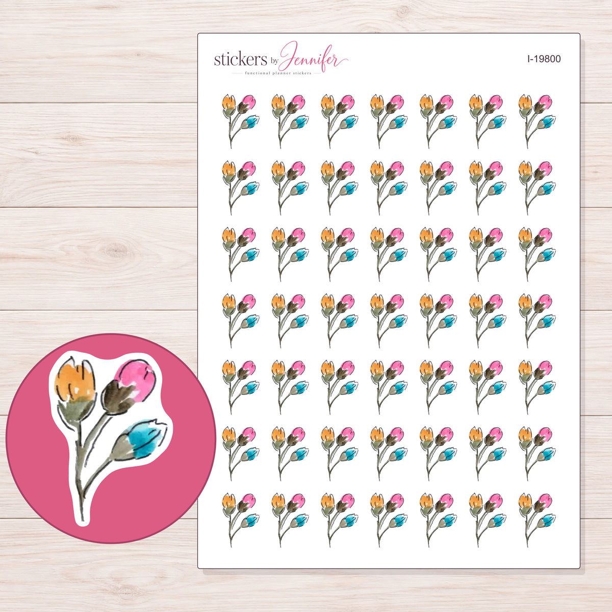 I-19800 planner sticker sheet with enlarged sticker detail