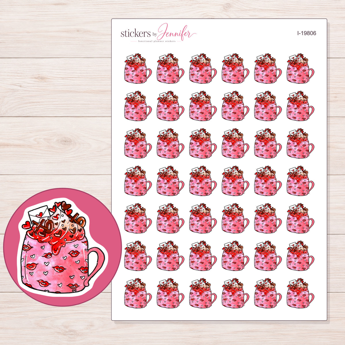 I-19806 planner sticker sheet with enlarged sticker detail