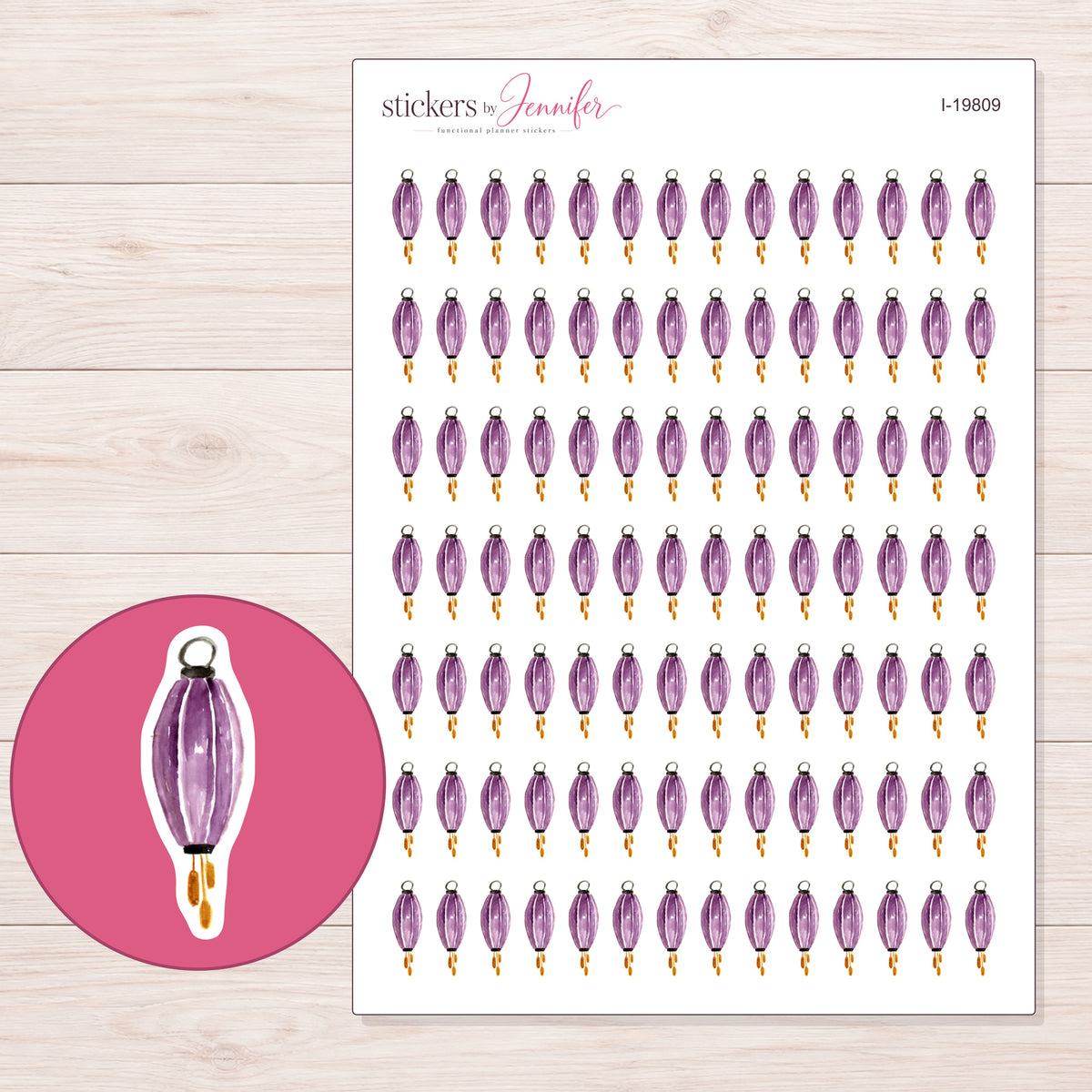 I-19809 planner sticker sheet with enlarged sticker detail