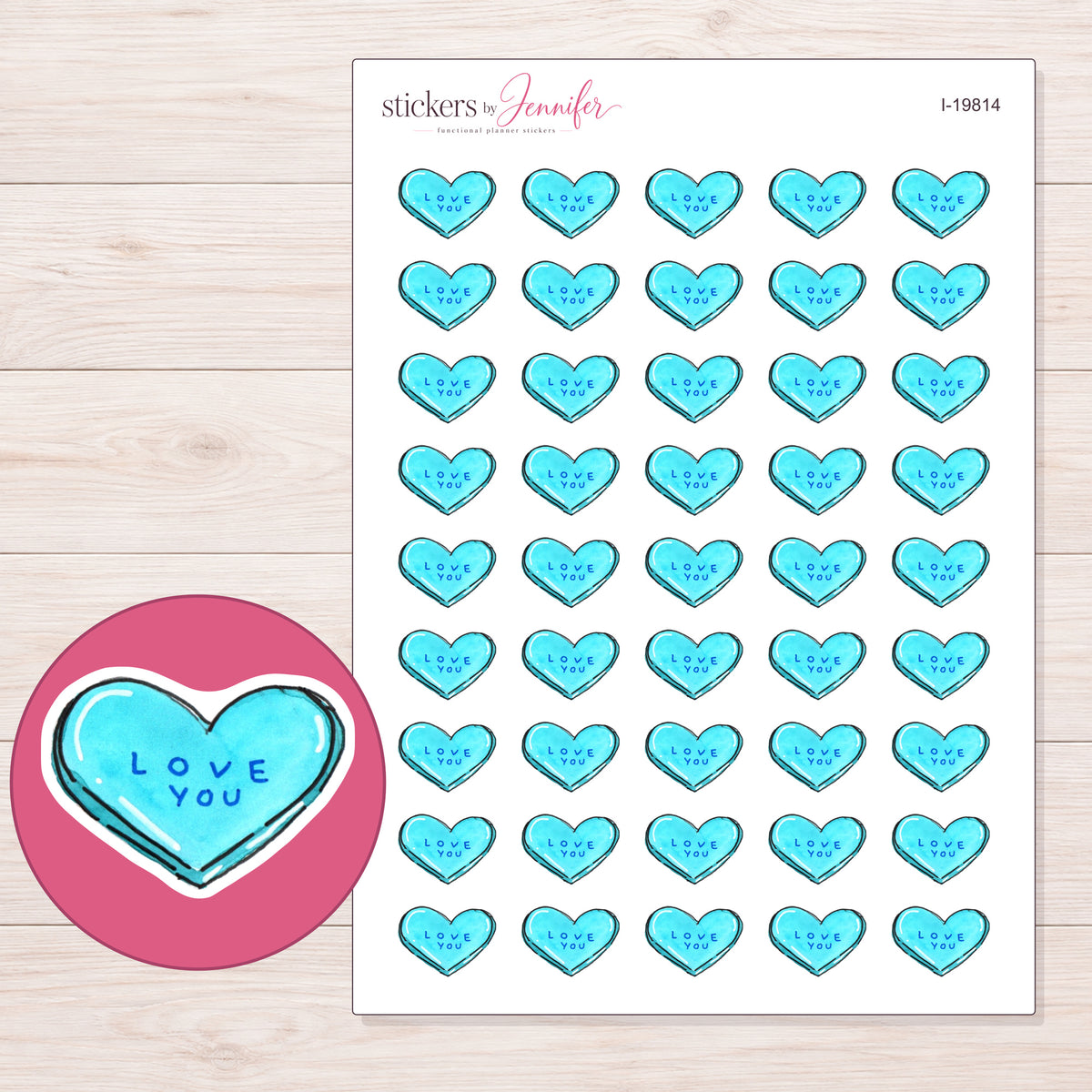 I-19814 planner sticker sheet with enlarged sticker detail