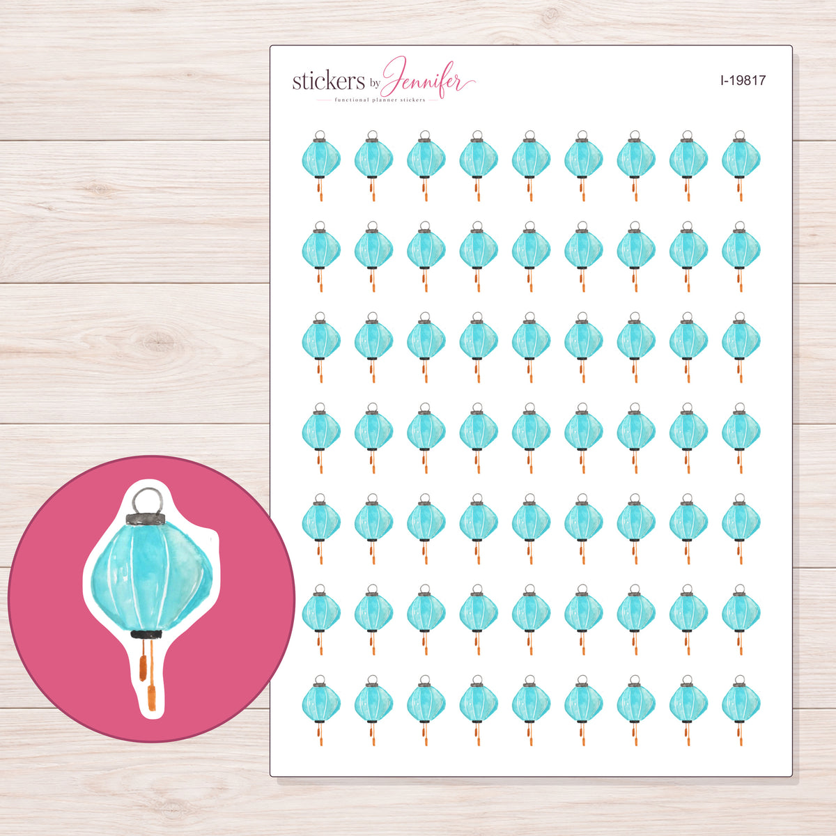 I-19817 planner sticker sheet with enlarged sticker detail