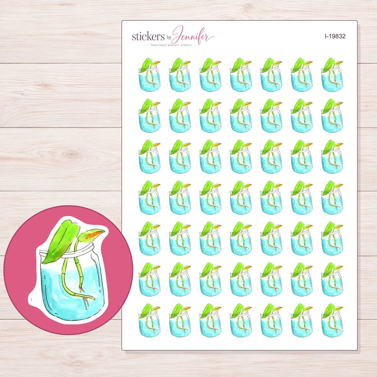I-19832 planner sticker sheet with enlarged sticker detail