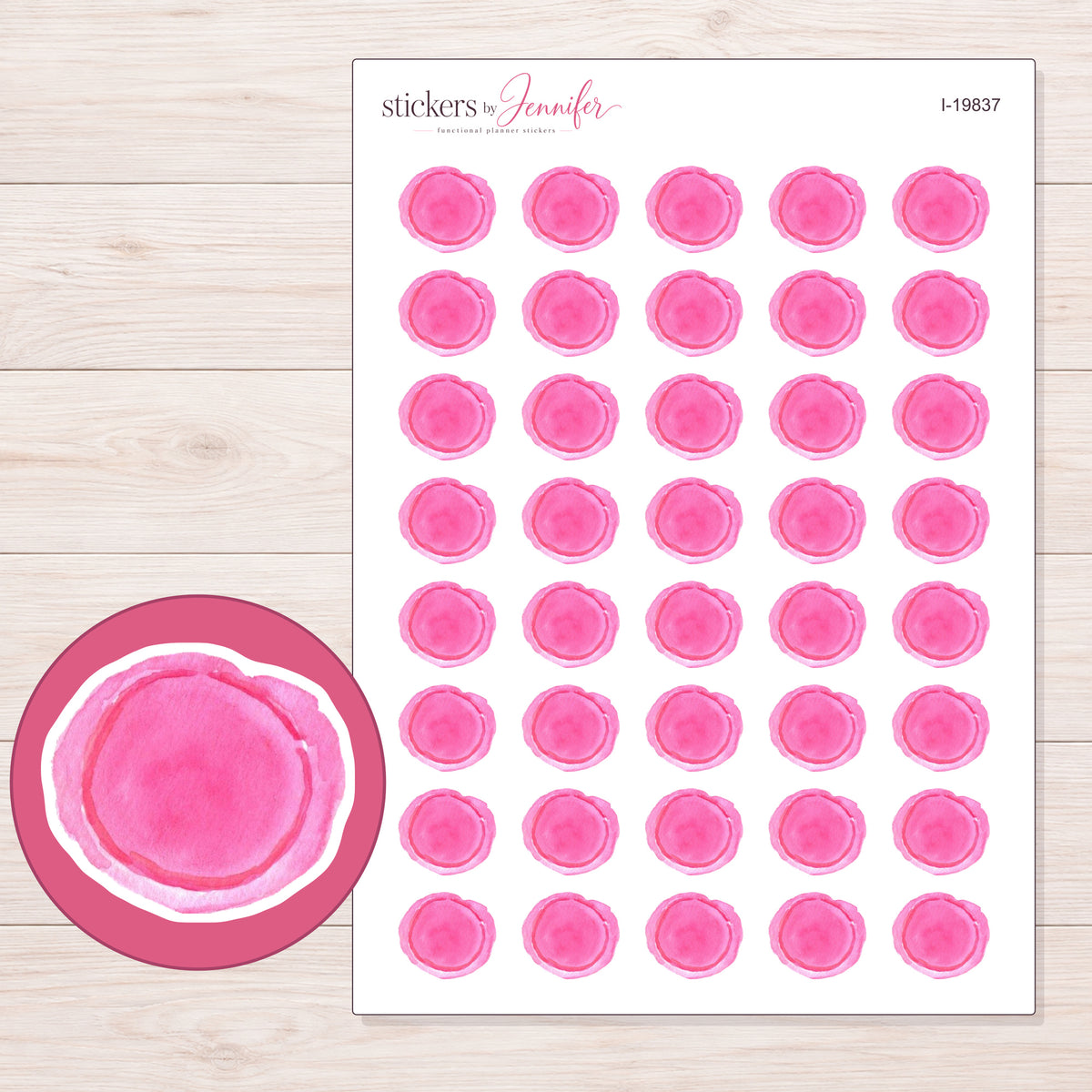 I-19837 planner sticker sheet with enlarged sticker detail