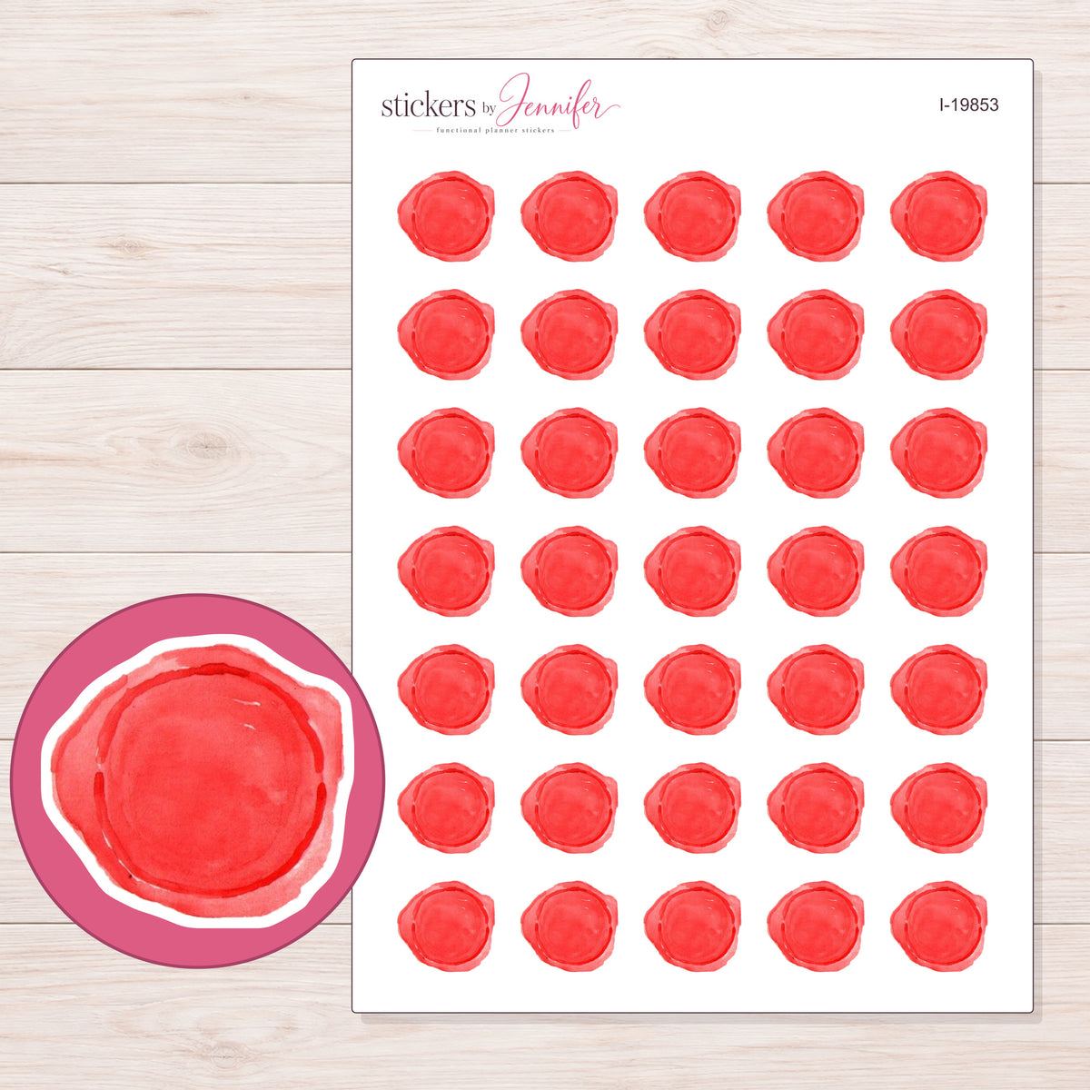 I-19853 planner sticker sheet with enlarged sticker detail