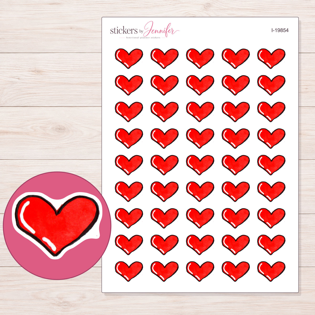 I-19854 planner sticker sheet with enlarged sticker detail