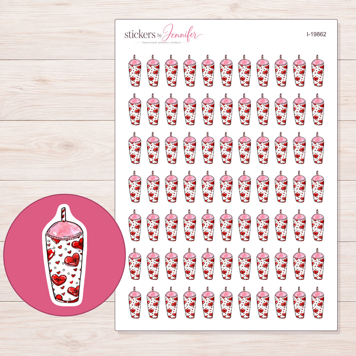 I-19862 planner sticker sheet with enlarged sticker detail