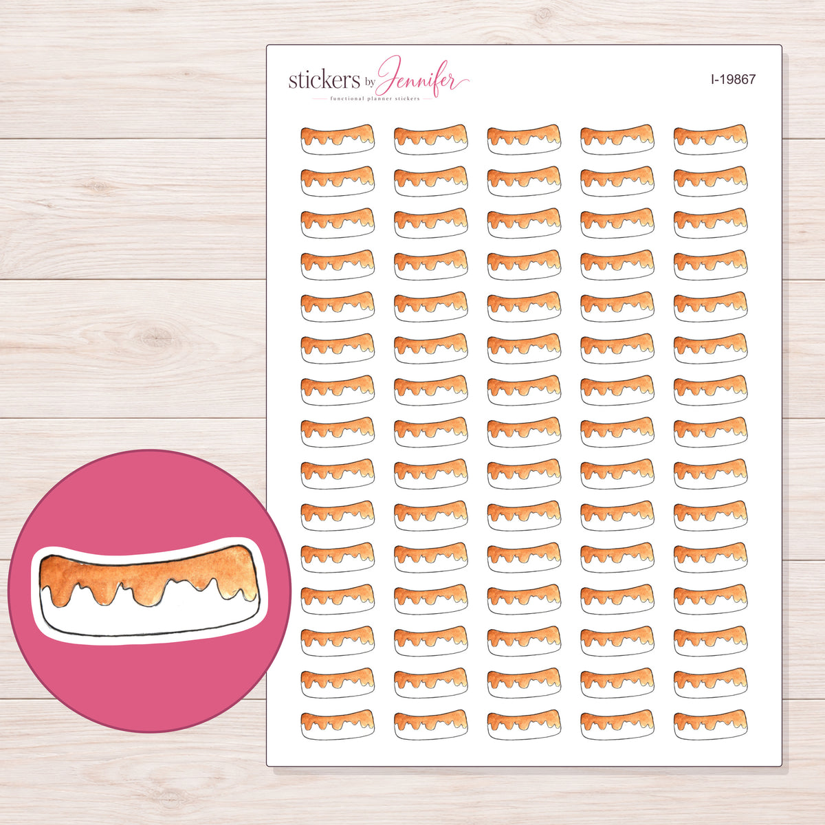 I-19867 planner sticker sheet with enlarged sticker detail