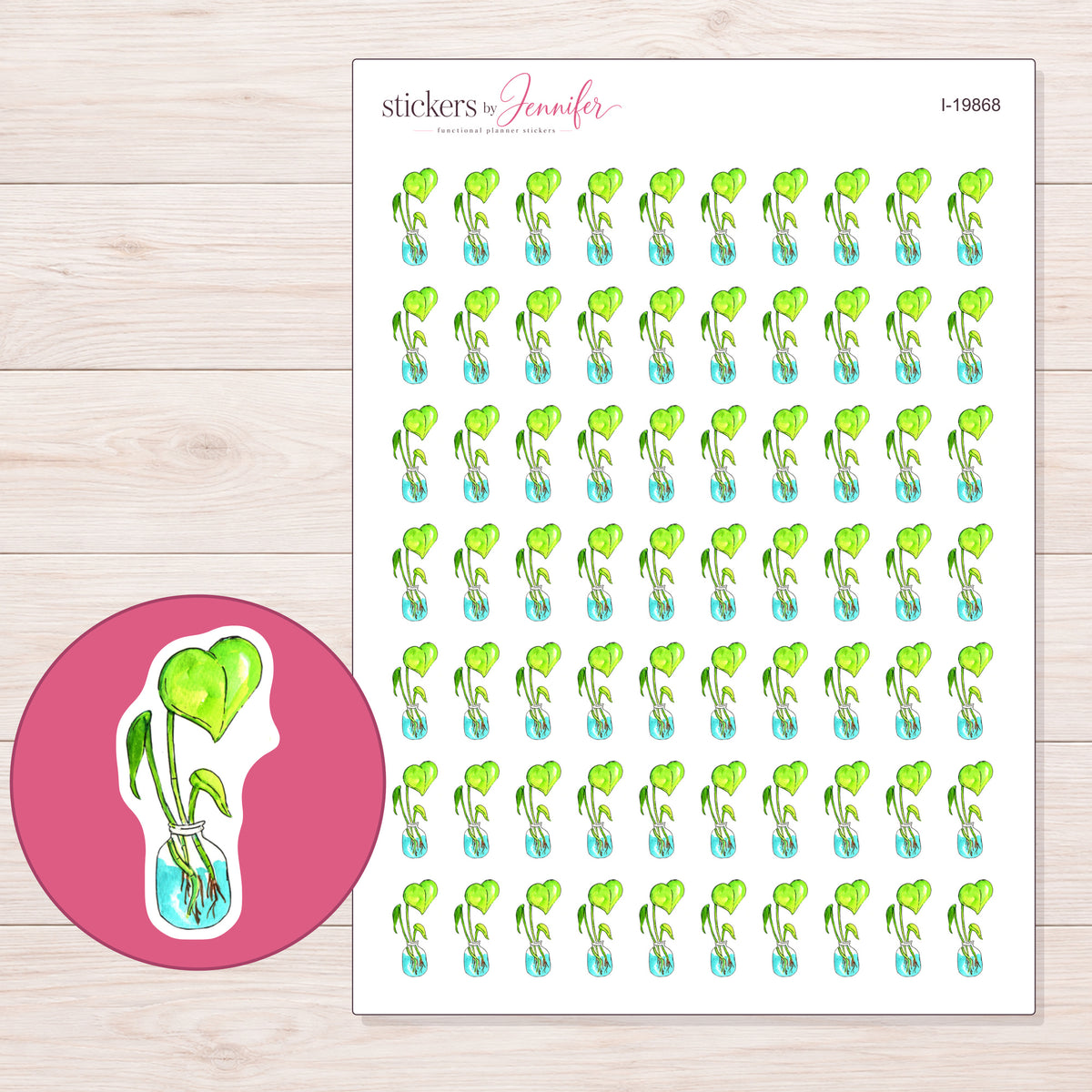 I-19868 planner sticker sheet with enlarged sticker detail