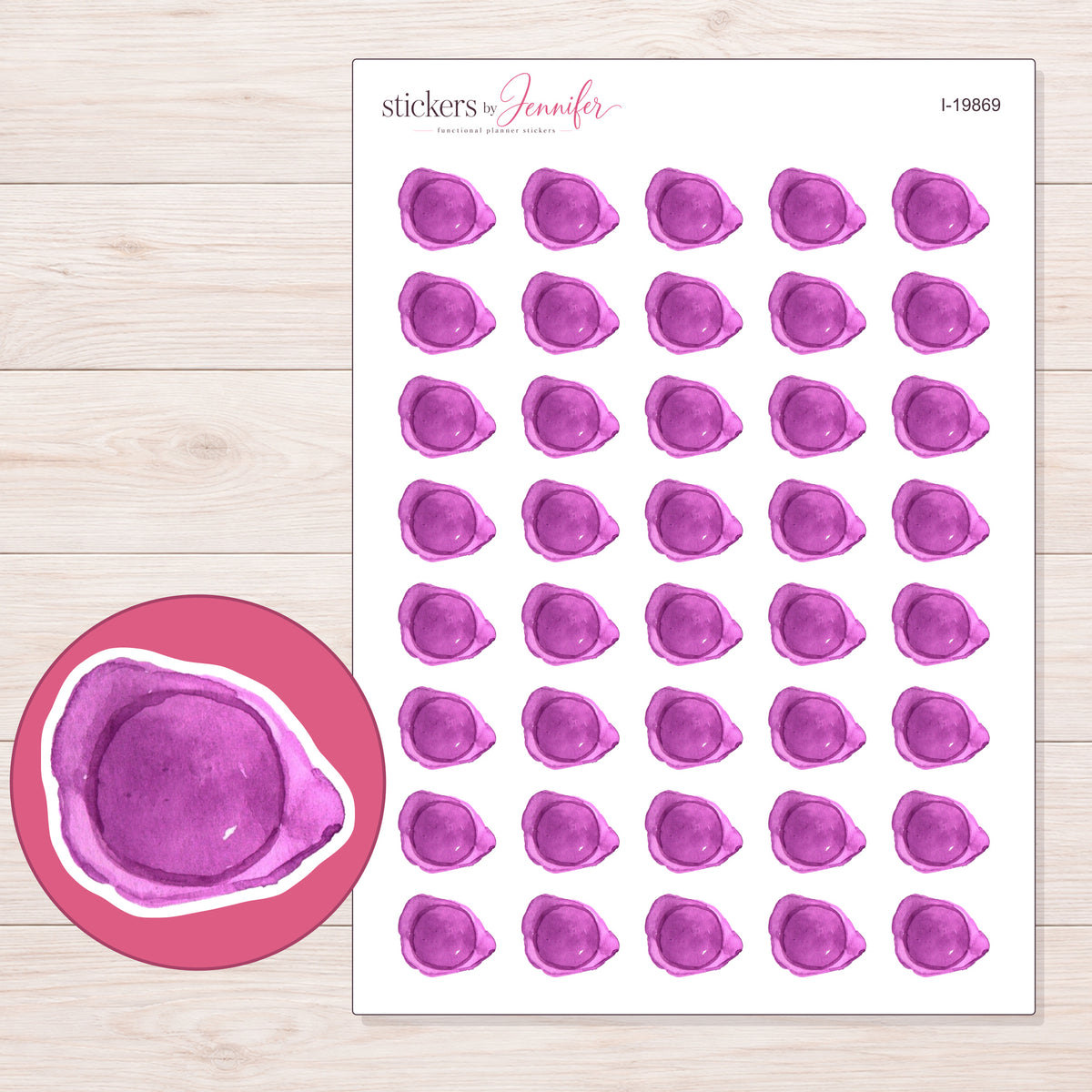 I-19869 planner sticker sheet with enlarged sticker detail