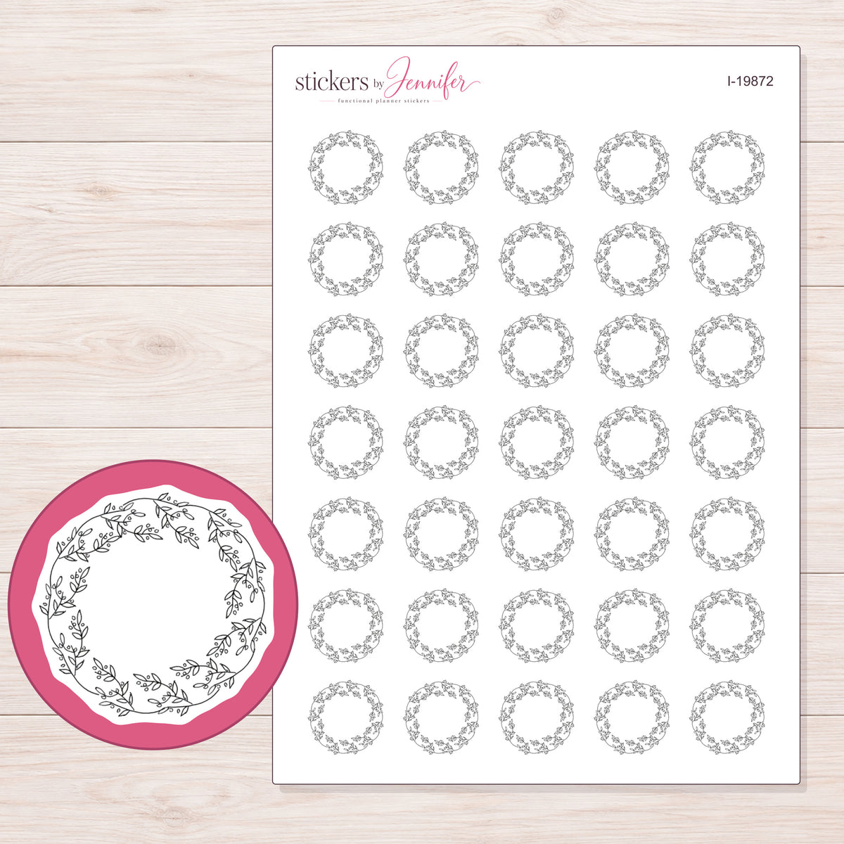 I-19872 planner sticker sheet with enlarged sticker detail