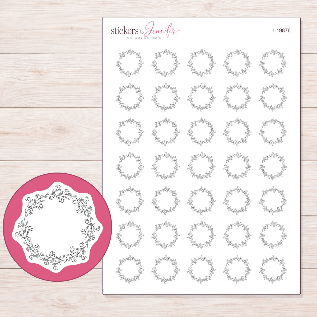 I-19876 planner sticker sheet with enlarged sticker detail