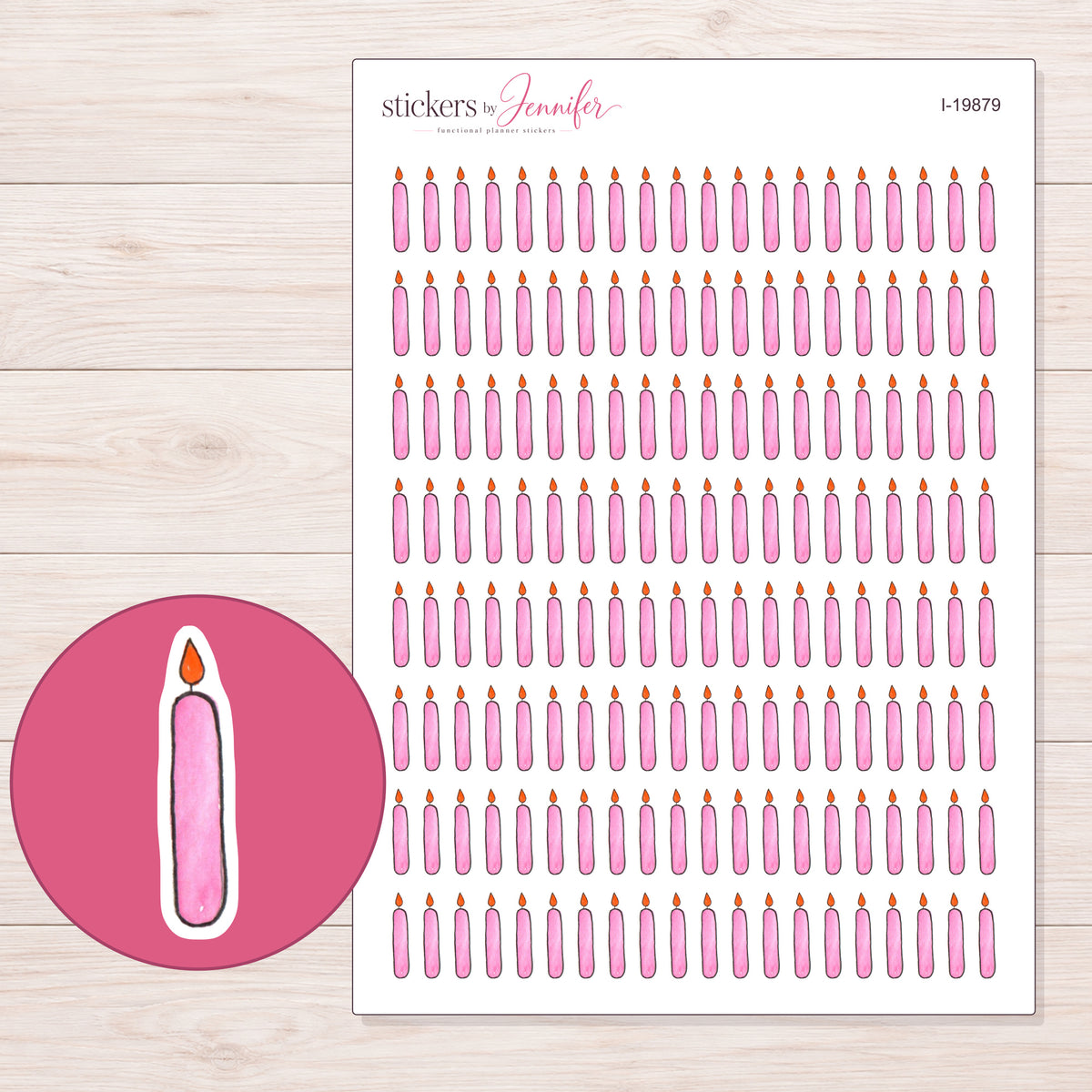 I-19879 planner sticker sheet with enlarged sticker detail