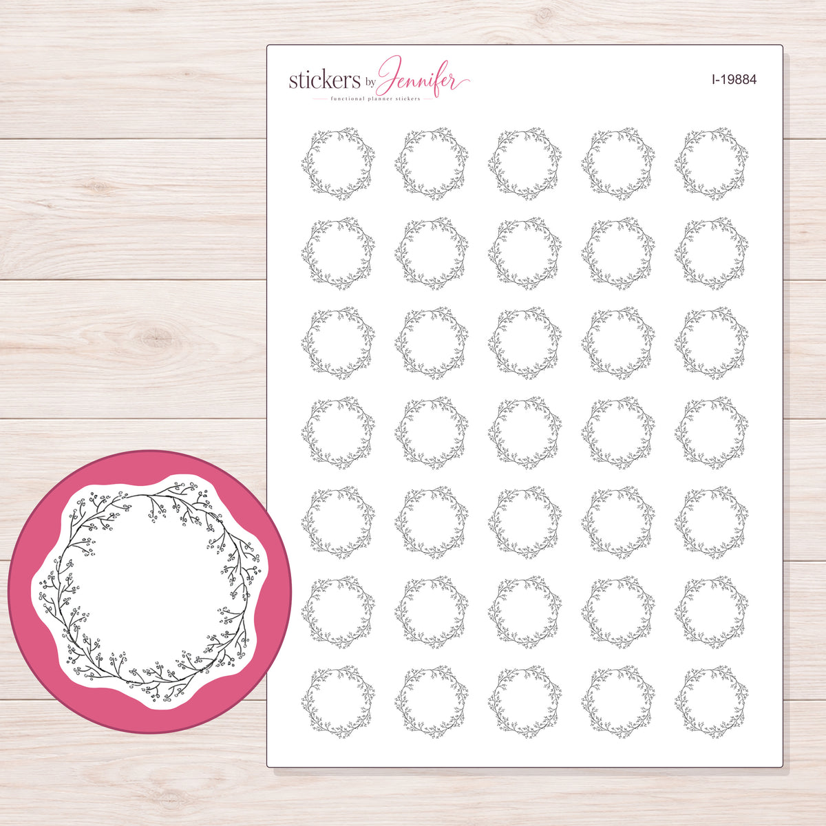 I-19884 planner sticker sheet with enlarged sticker detail