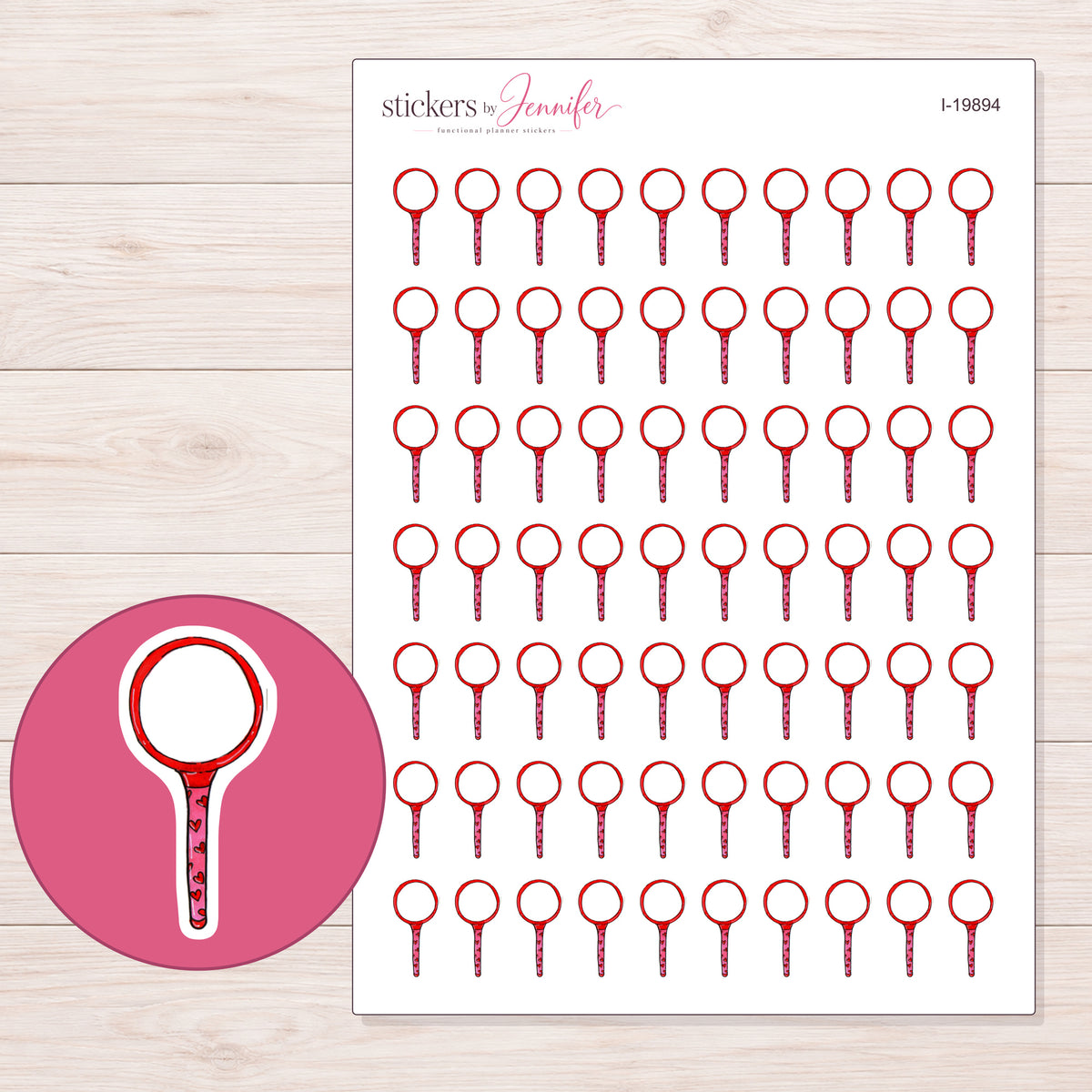 I-19894 planner sticker sheet with enlarged sticker detail