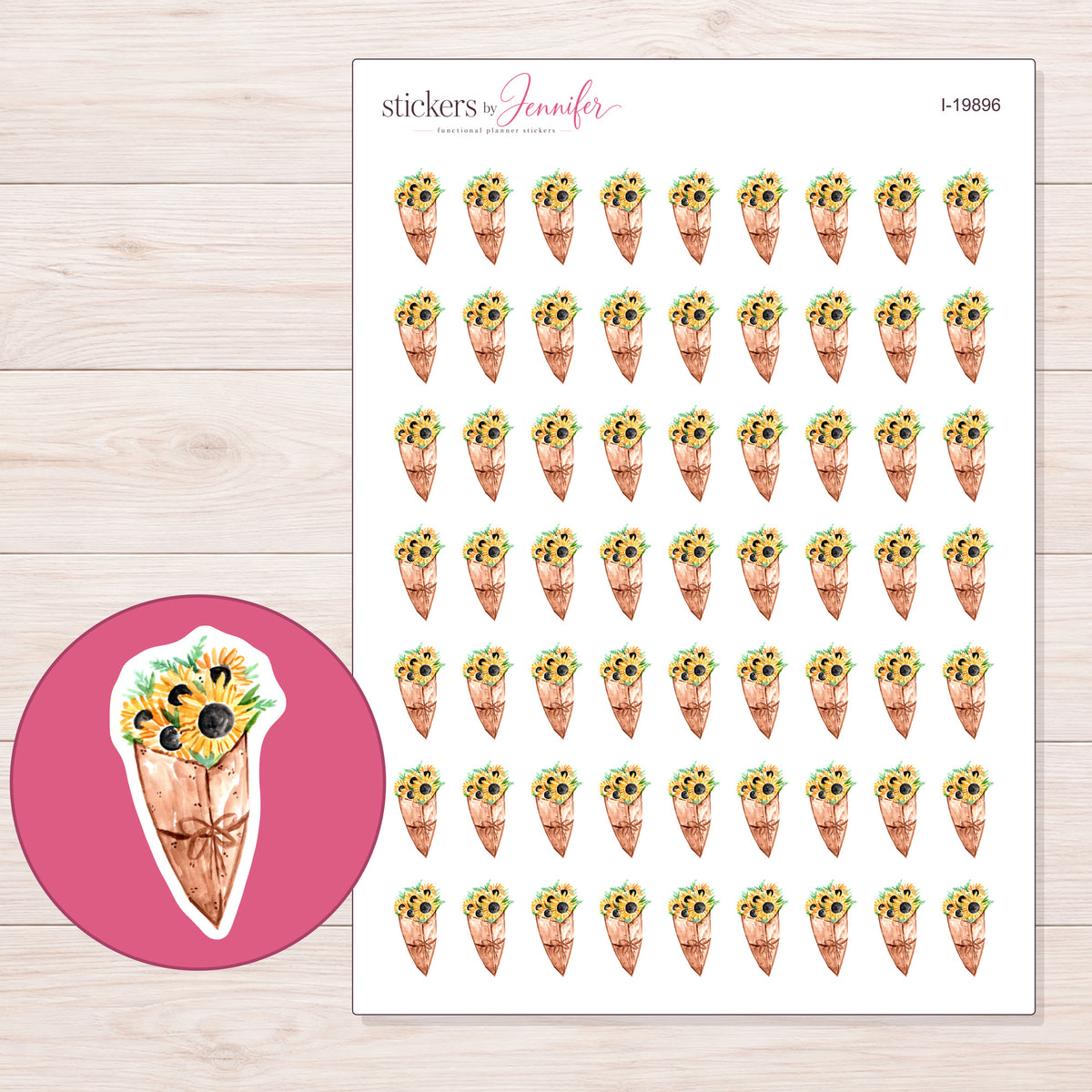 I-19896 planner sticker sheet with enlarged sticker detail