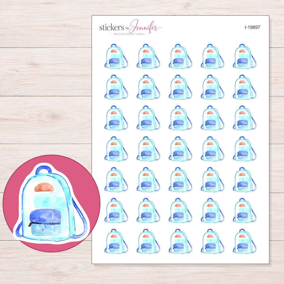 I-19897 planner sticker sheet with enlarged sticker detail
