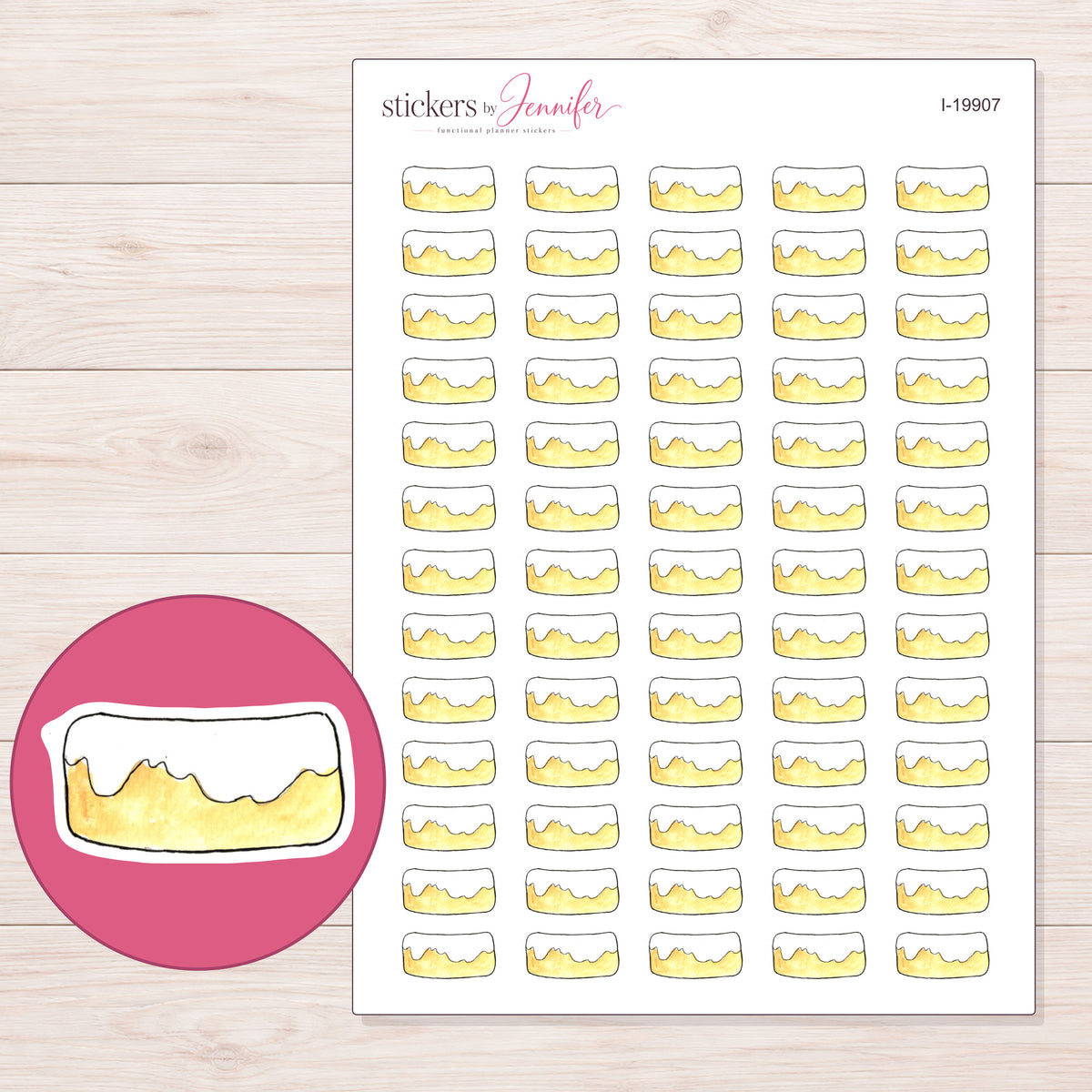 I-19907 planner sticker sheet with enlarged sticker detail