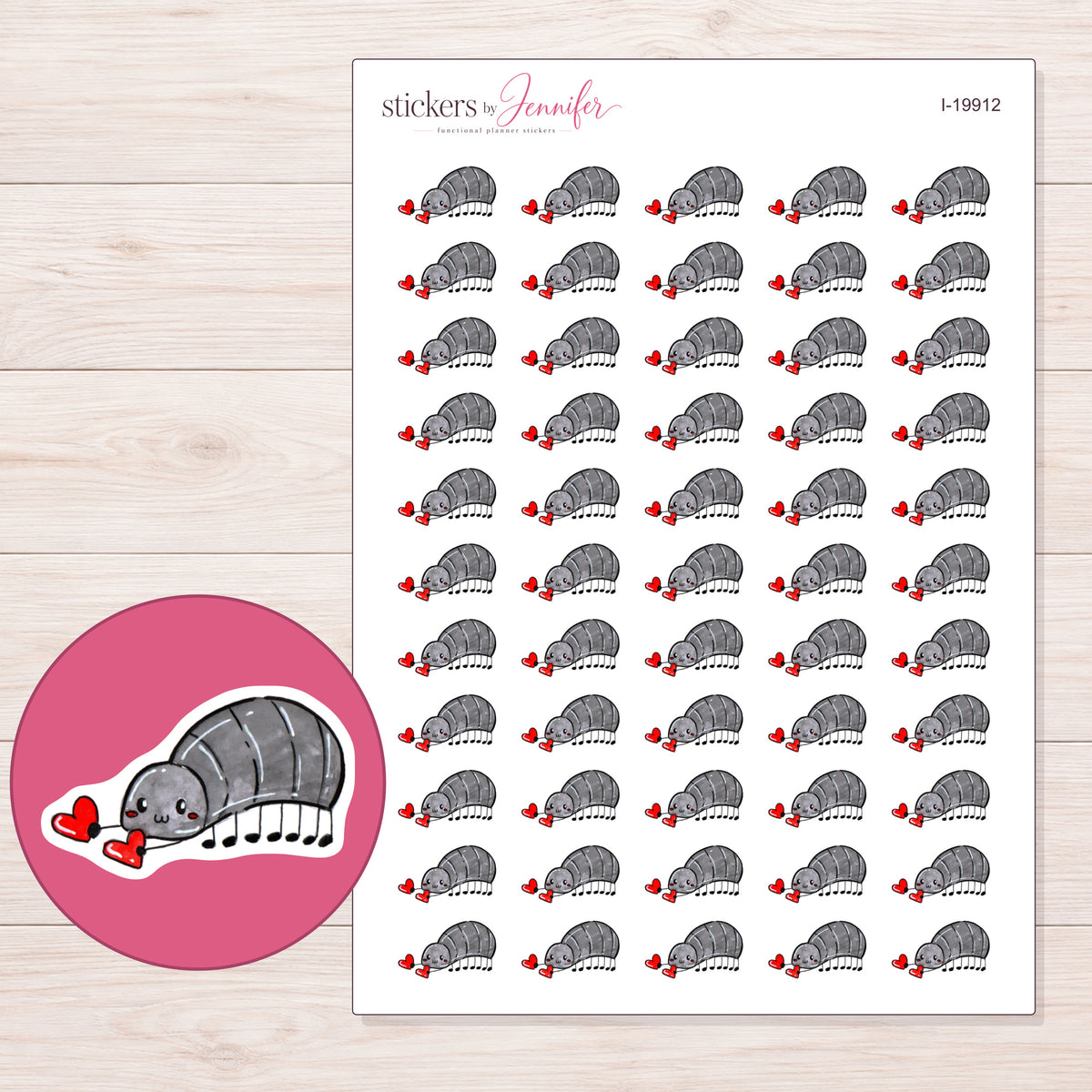 I-19912 planner sticker sheet with enlarged sticker detail