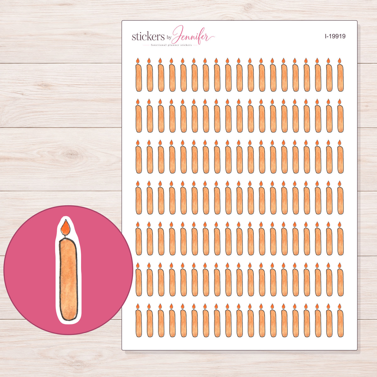 I-19919 planner sticker sheet with enlarged sticker detail
