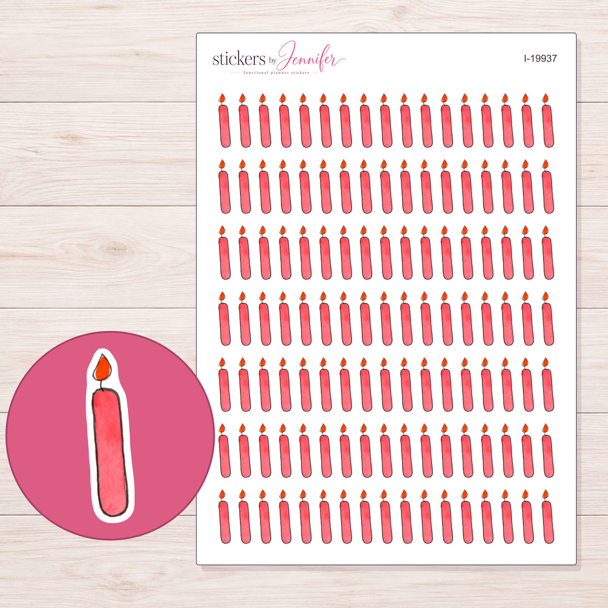 I-19937 planner sticker sheet with enlarged sticker detail