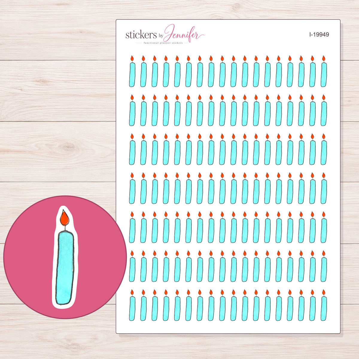I-19949 planner sticker sheet with enlarged sticker detail