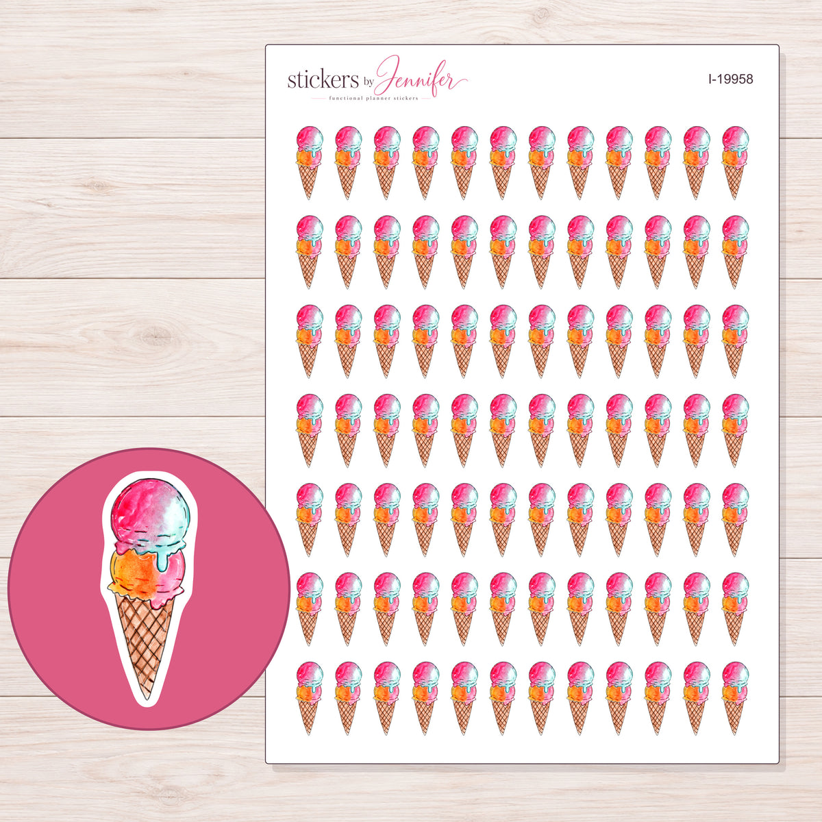I-19958 planner sticker sheet with enlarged sticker detail