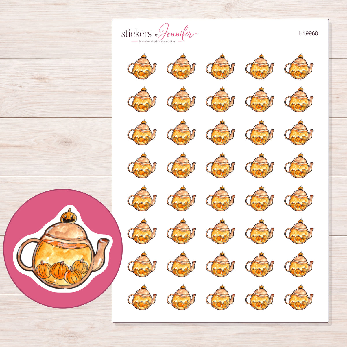 I-19960 planner sticker sheet with enlarged sticker detail