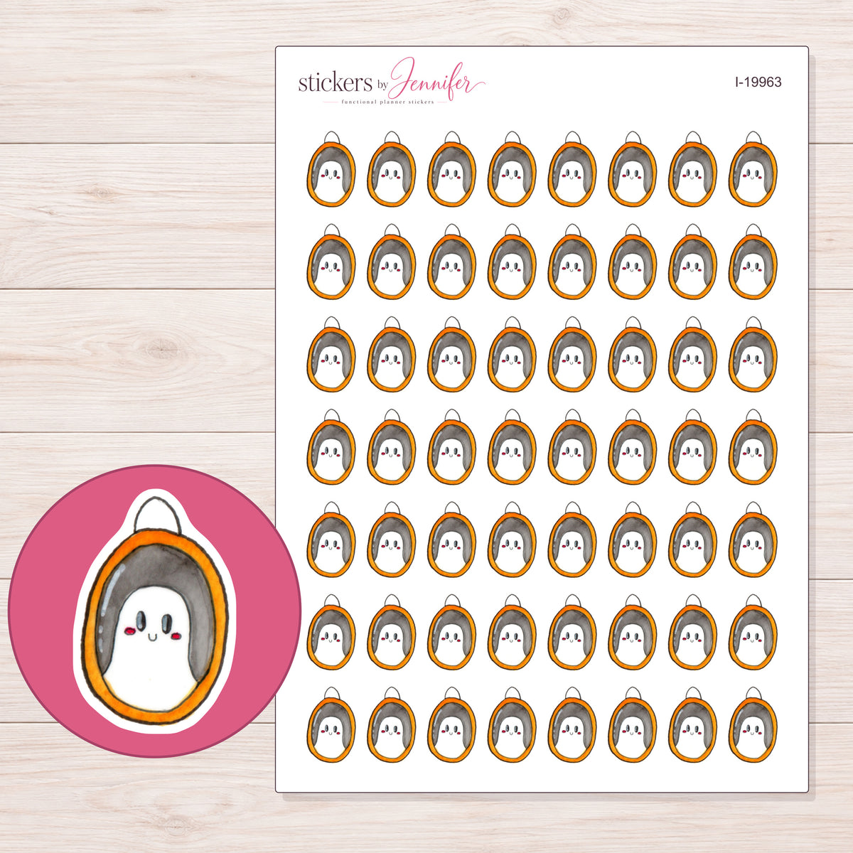 I-19963 planner sticker sheet with enlarged sticker detail