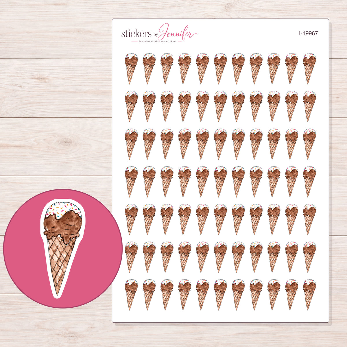 I-19967 planner sticker sheet with enlarged sticker detail