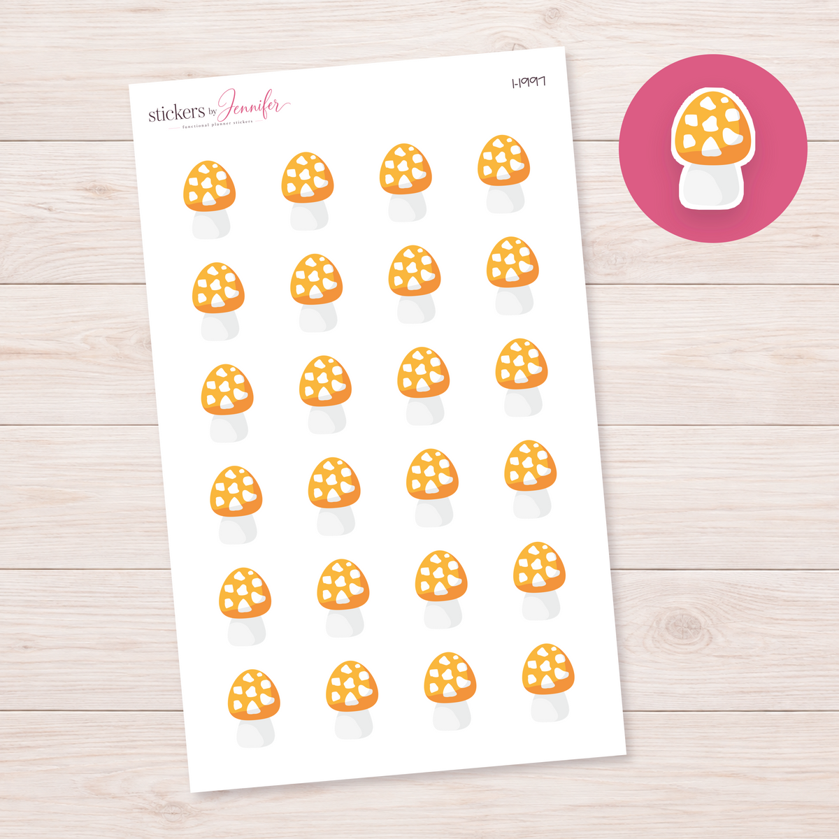 Golden Spotted Mushroom Planner Stickers | I-1997