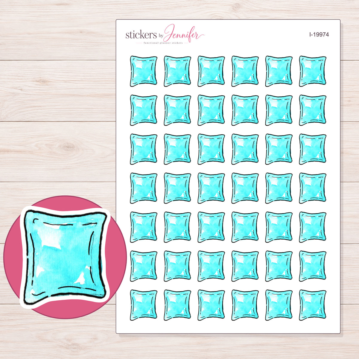 I-19974 planner sticker sheet with enlarged sticker detail