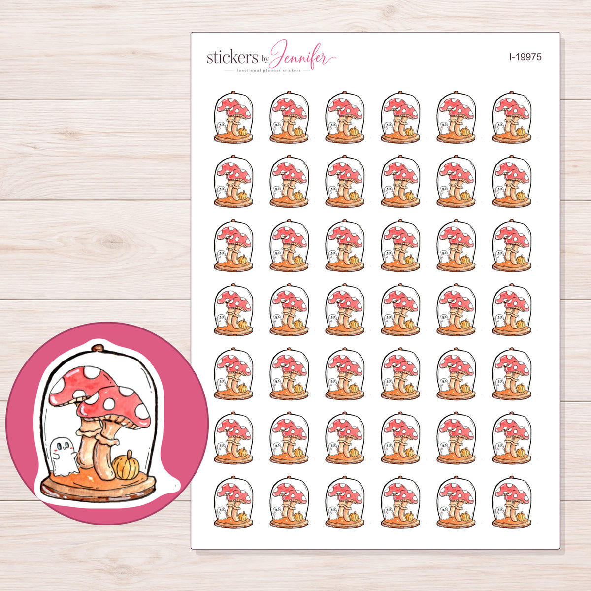 I-19975 planner sticker sheet with enlarged sticker detail