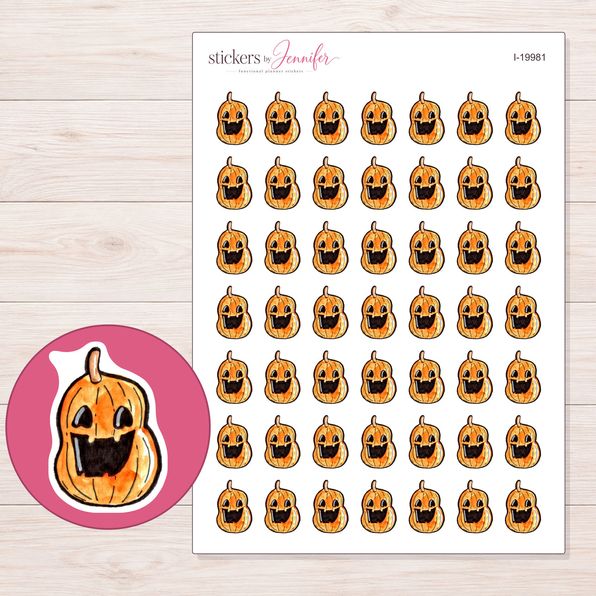 I-19981 planner sticker sheet with enlarged sticker detail