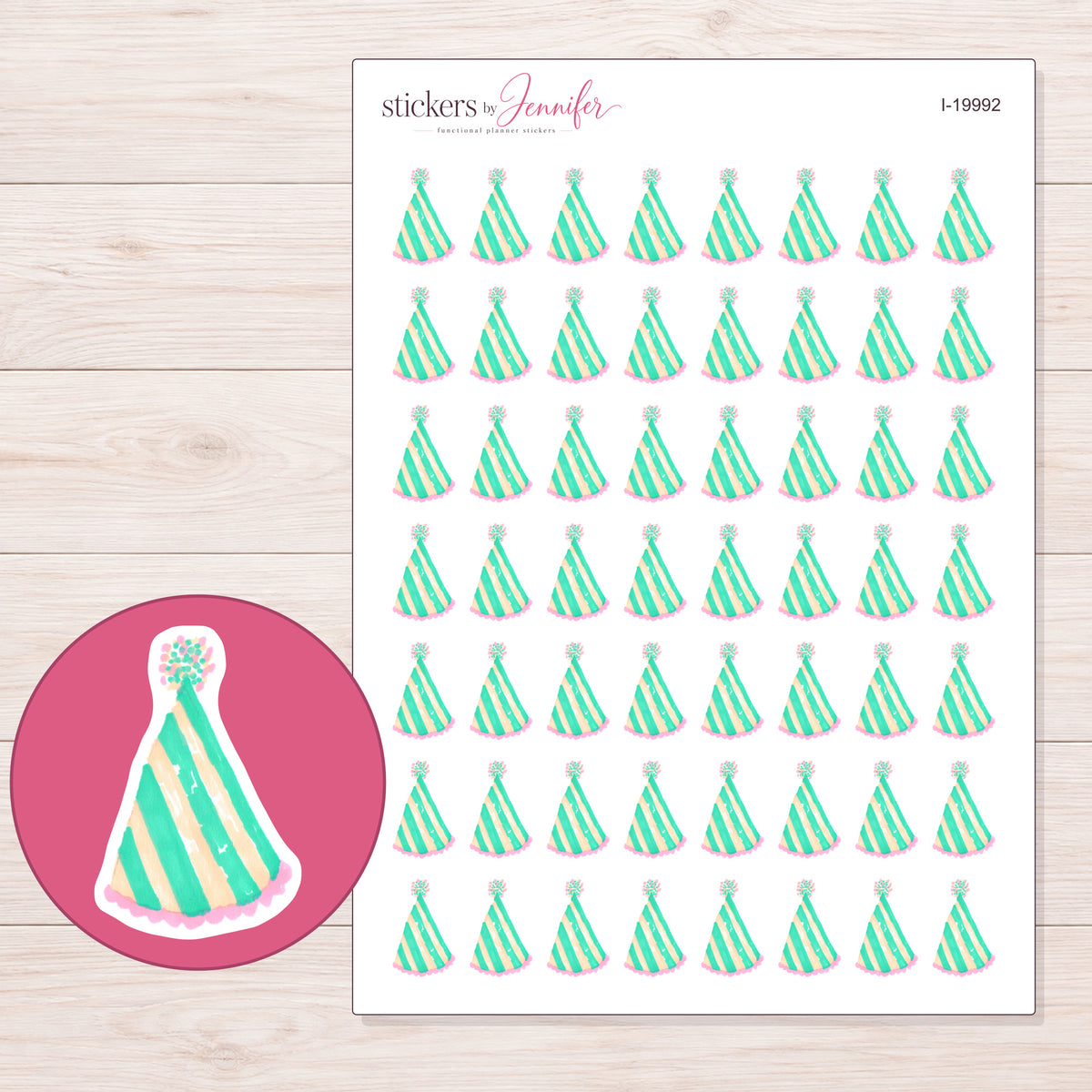 I-19992 planner sticker sheet with enlarged sticker detail