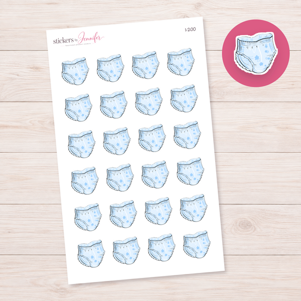 Blue Diaper Planner Stickers | I-200